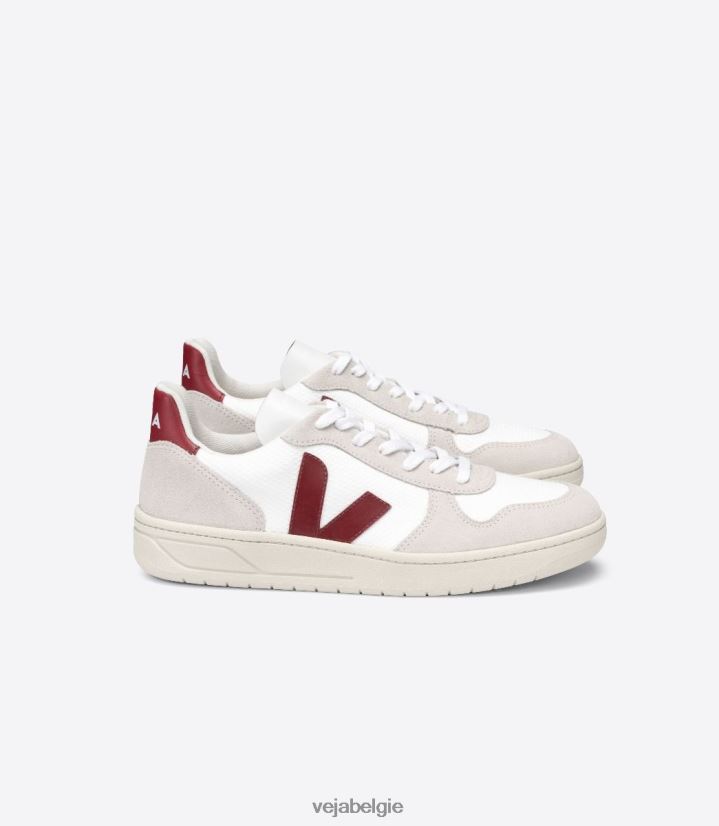 Veja zijn Heren v-10 b-mesh witte natuurlijke marsala schoenen 2882X57