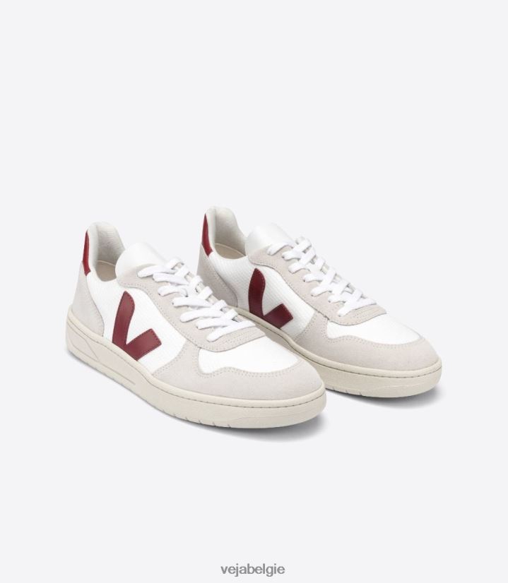 Veja zijn Heren v-10 b-mesh witte natuurlijke marsala schoenen 2882X57