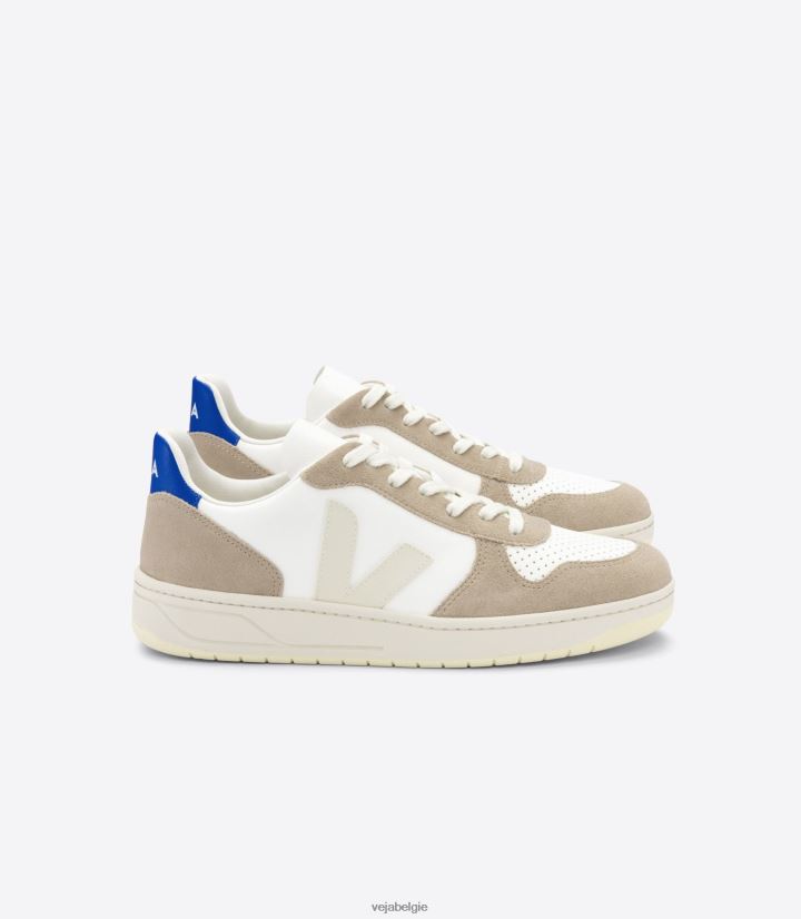 Veja zijn Heren v-10 chroomvrij leer witte sahara paros schoenen 2882X68