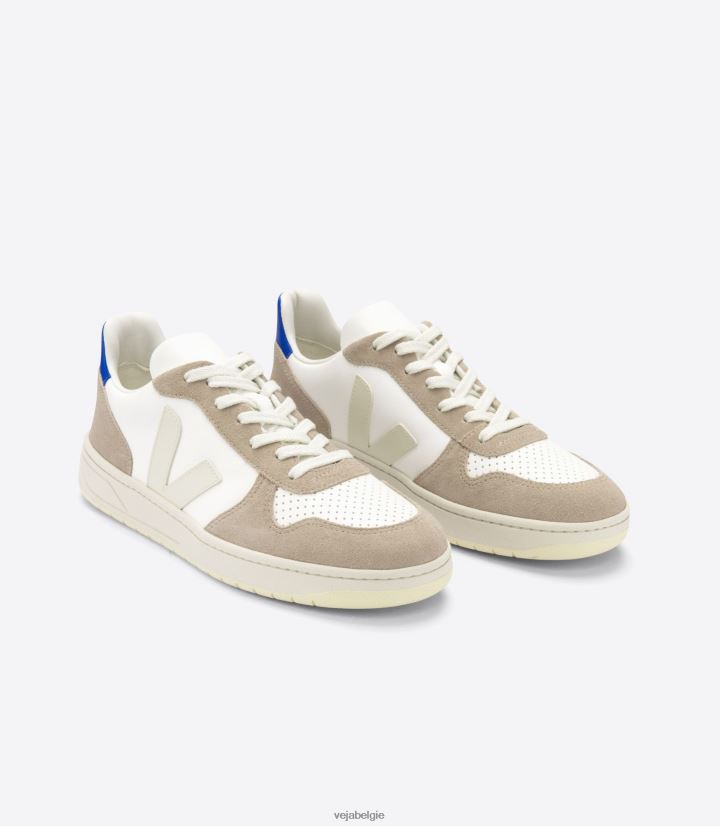 Veja zijn Heren v-10 chroomvrij leer witte sahara paros schoenen 2882X68