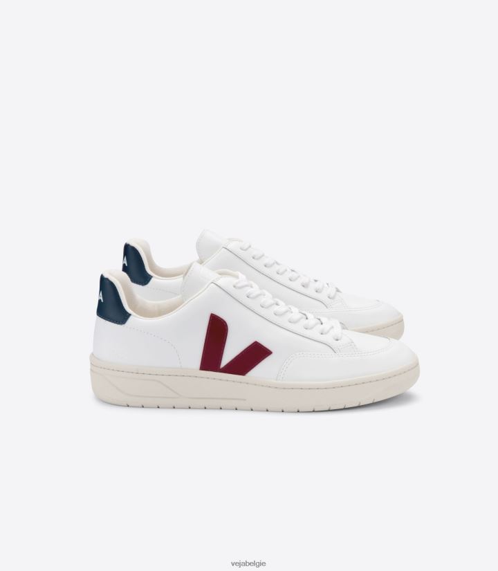 Veja zijn Heren v-12 leer wit marsala nautico schoenen 2882X27