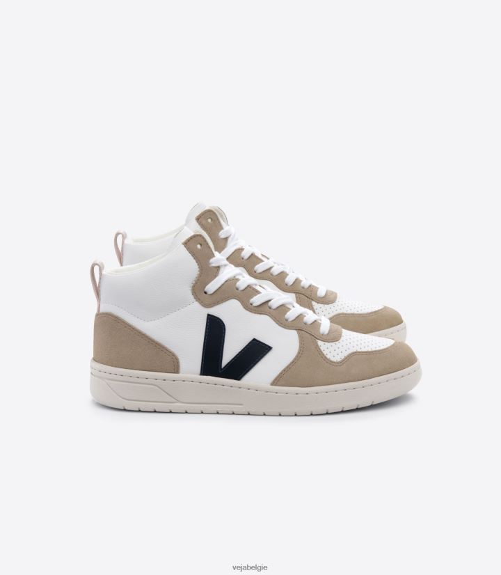 Veja zijn Heren v-15 chroomvrij leer wit nautico sahara schoenen 2882X79