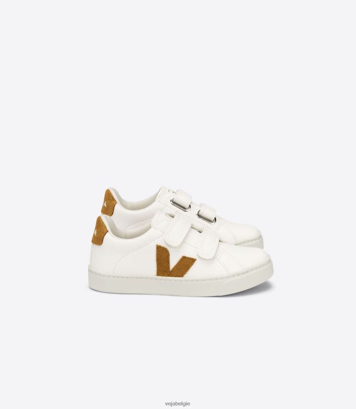 Veja zijn kinderen esplar chroomvrij leer wit camel schoenen 2882X328