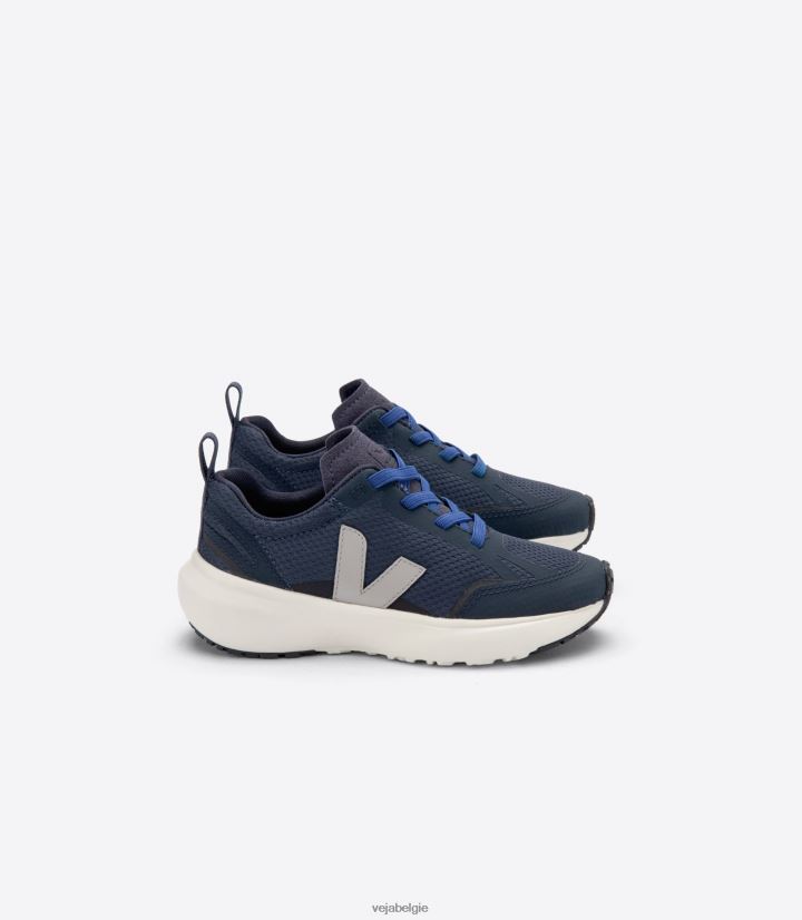 Veja zijn kinderen kanarie elastische veters alveomesh nautico oxford grijs schoenen 2882X384