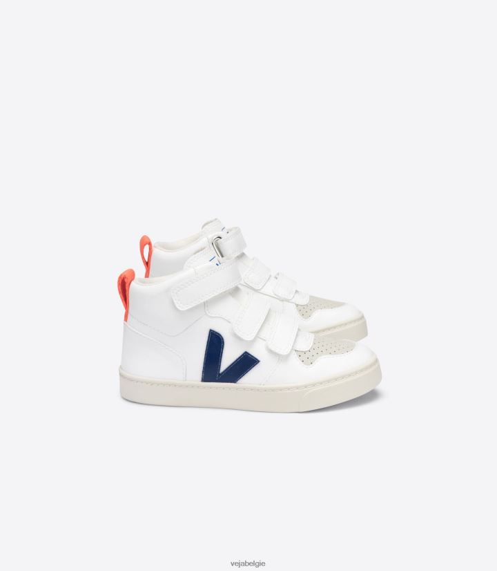 Veja zijn kinderen v-10 mid cwl wit kobalt oranje fluo schoenen 2882X346