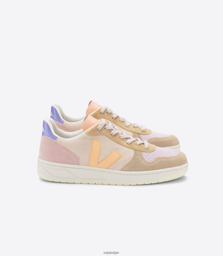 Veja zijn vrouwen v-10 suède multico perzik schoenen 2882X234