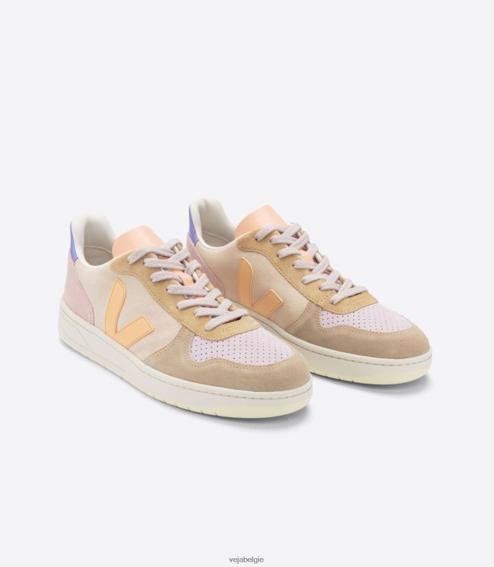 Veja zijn vrouwen v-10 suède multico perzik schoenen 2882X234